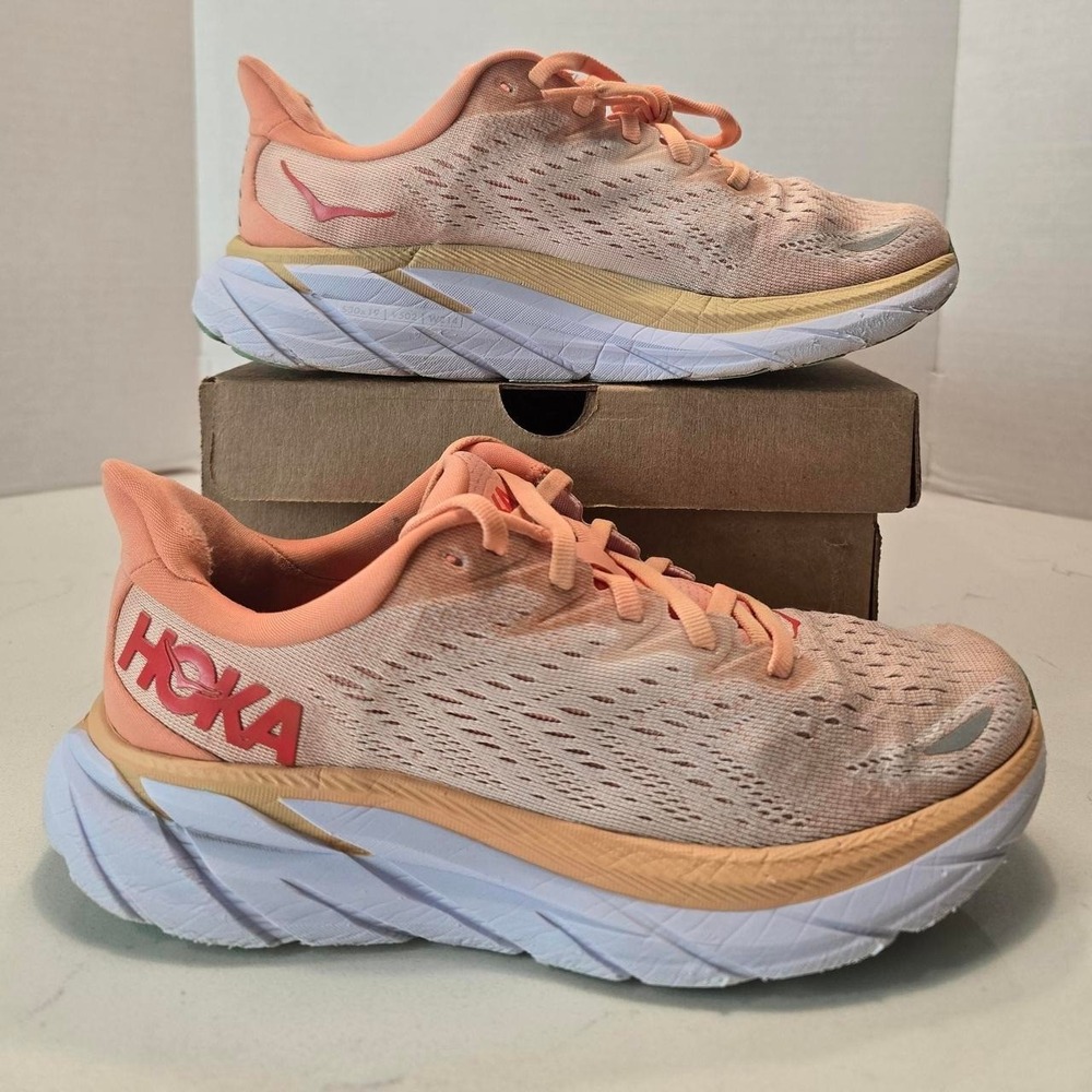 Hoka One One Womens Clifton 8 1119394 CSPY Orange Running Shoes Sneakers- 6B
